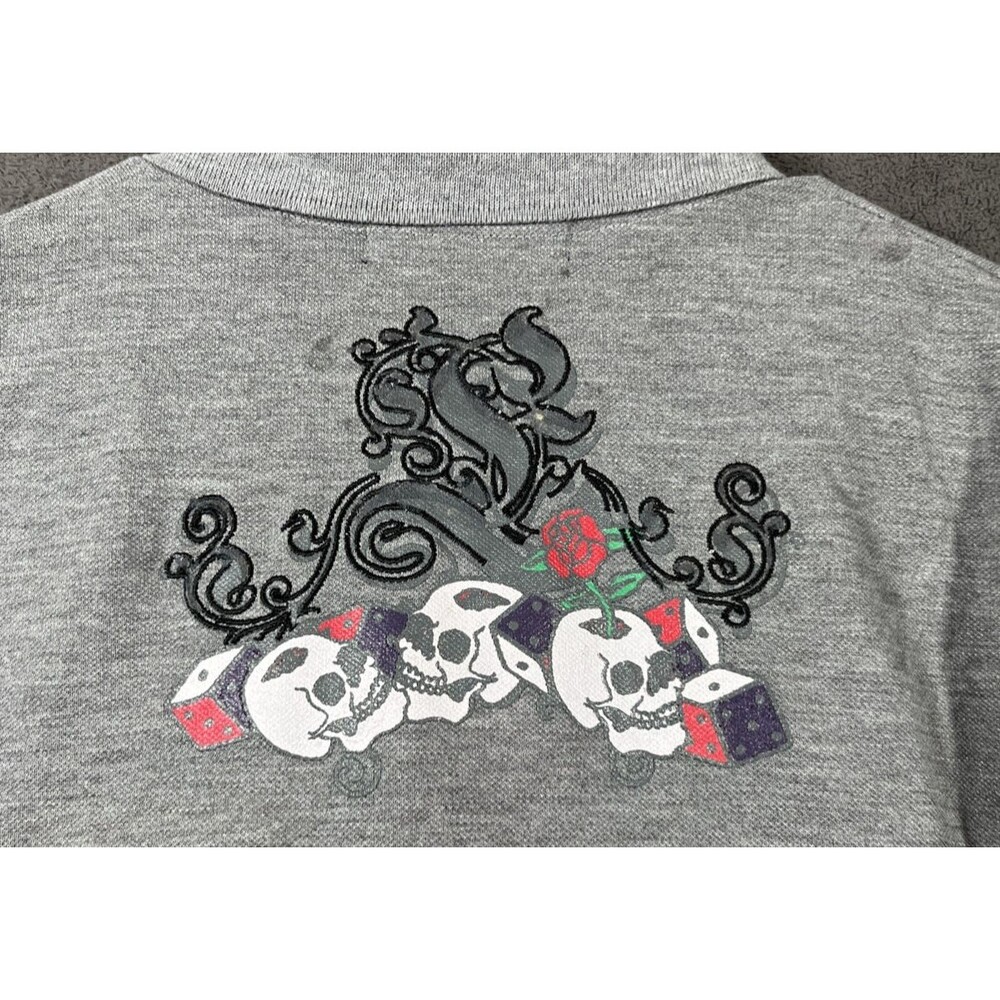 Y2K Ed Hardy by Christian Audigier Embroidered 3X Shirt Golf Grim Reaper Grey - Picture 7 of 12
